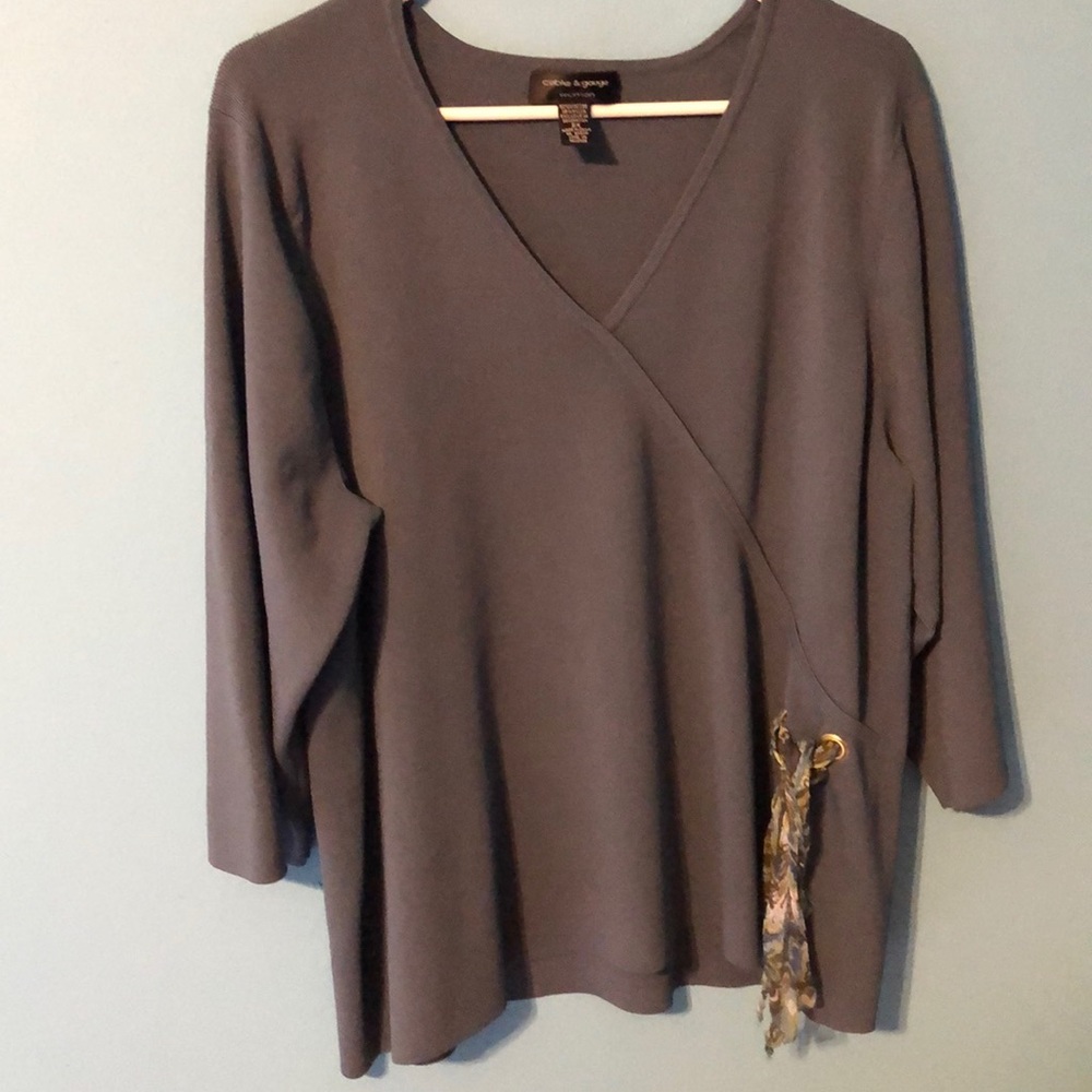 Cable & Gauge V-Neck blue top Size 2X